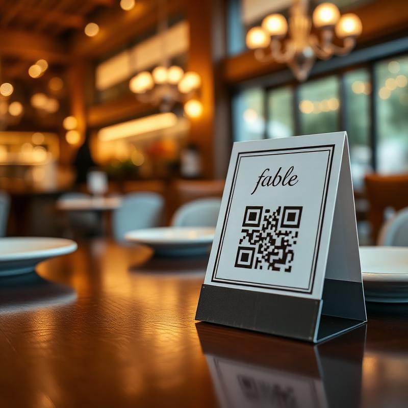 Restaurant table with a QR code menu card